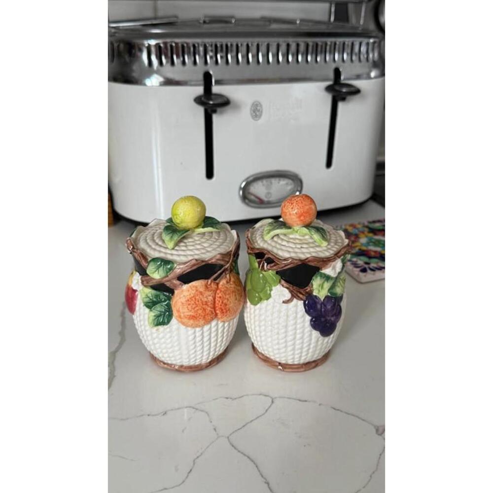 Vintage Ceramic Fruit Salt and Pepper Shakers – Set of 2. 1992